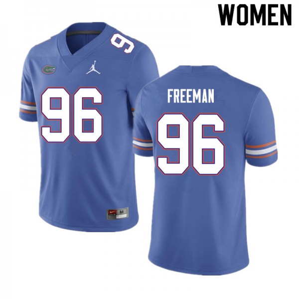 Women #96 Travis Freeman Florida Gators College Football Jersey Blue